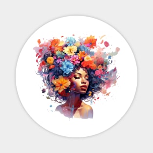 Woman with flowers on her head Magnet